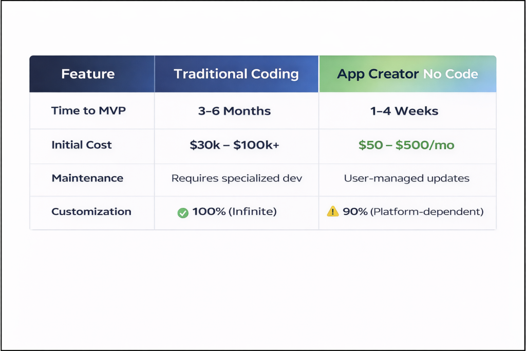 Traditional Coding tools vs No Code apps - what's new