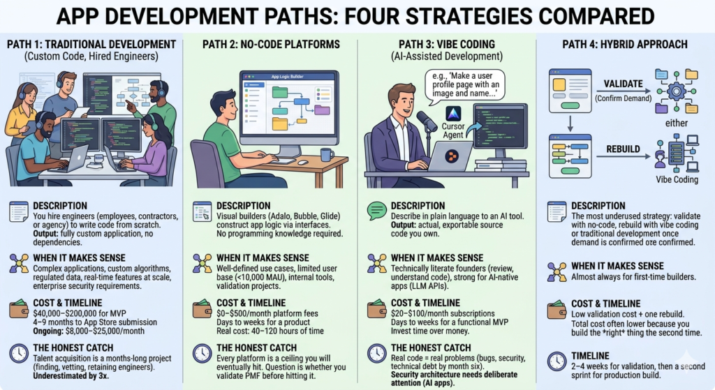 Comparison of enterprise mobile app development strategies.