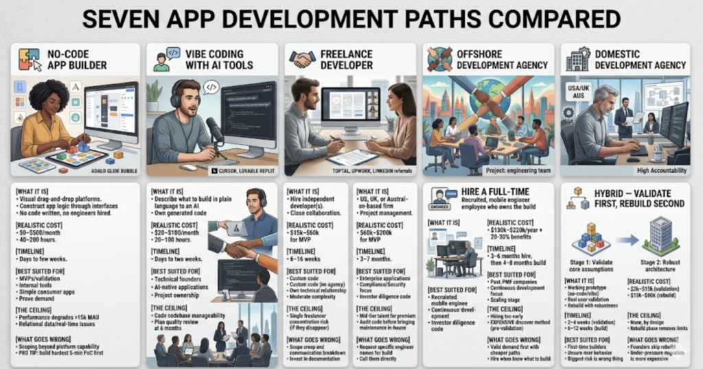 Seven Enterprise Mobile App Development Paths compared